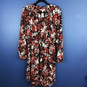 Elizabeth and James Black Red Floral Print Dress